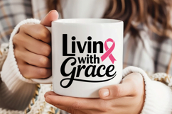 Living With Grace SVG | Breast Cancer Awareness SVG Product Image 3
