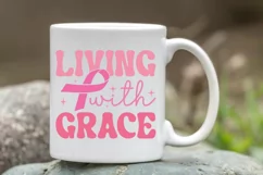 Living With Grace SVG, Breast Cancer SVG Design Product Image 2
