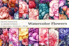 Watercolor Flowers Digital Papers Product Image 1