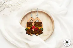 Cute Fall Bear Earrings SVG | Autumn Dangle Earrings Product Image 2