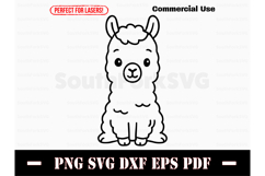 Cute Baby Llama Doodle Design SVG PNG DXF EPS PDF Product Image 1