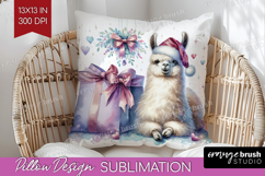 Llama Pastel Christmas Pillow Sublimation Coquette Xmas Product Image 1