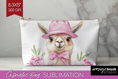 LLama Flowers Cosmetic Bag Cute Farm Makeup Bag PNG Product Image 1