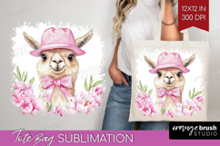 LLama Flowers Tote Bag Cute Farm Tote Bag PNG Sublimation Product Image 1