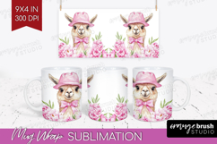 LLama Flowers Mug Wrap Cute Farm Mug PNG Sublimation Product Image 1