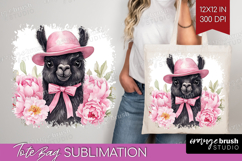 LLama Flowers Tote Bag Cute Farm Tote Bag PNG Sublimation Product Image 1