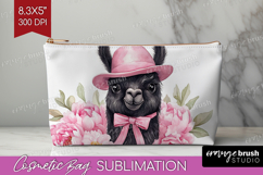 LLama Flowers Cosmetic Bag Cute Farm Makeup Bag PNG Product Image 1