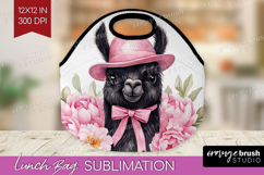 LLama Flowers Lunch Bag Cute Farm Lunch Bug PNG Sublimation Product Image 1