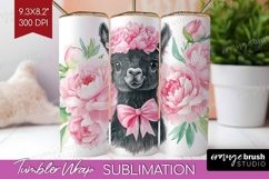 LLama Flowers Tumbler Wrap Cute Farm Tumbler PNG Sublimation Product Image 1