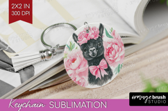 LLama Flowers Keychain PNG Cute Farm Keychain Sublimation Product Image 1