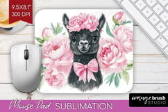 LLama Flowers Mouse Pad Sublimation Cute Farm Mousepad PNG Product Image 1