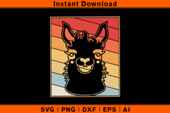 Retro Llama SVG Vintage Style Animal Head Clipart Design Product Image 1