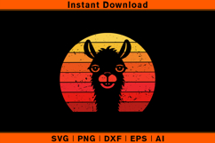 Distressed Retro Sunset Llama SVG Vintage Animal Clipart Product Image 1