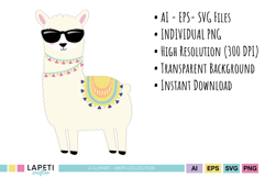 Adorable alpaca clipart for birthday invitations, stickers and kids crafts