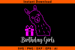 Birthday Girls Llama SVG Cute Party Gift Design for Cricut Product Image 1