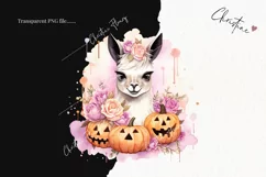 Pastel Pink Watercolor Llama Clipart | Watercolor Halloween Product Image 2