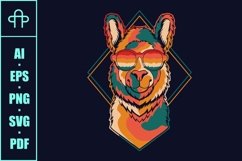 Llama colorful wearing a eyeglasses vector illustration Product Image 3