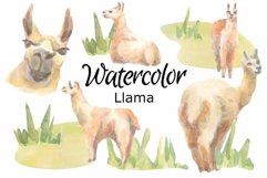 WATERCOLOR CLIPART llama animals barn cow farmer nursery Product Image 1