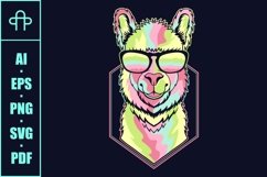 Llama funny colorful wearing a eyeglasses Product Image 3