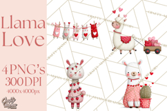 Llama Valentine PNG, Alpaca Love Art, Heart Shack Clipart Product Image 1