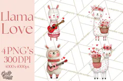 Llama Valentine PNG, Alpaca Love Art, Heart Shack Clipart Product Image 1