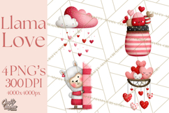 Llama Valentine PNG, Alpaca Love Art, Heart Shack Clipart Product Image 1