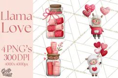 Llama Valentine PNG, Alpaca Love Art, Heart Shack Clipart Product Image 1