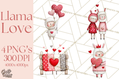 Llama Valentine PNG, Alpaca Love Art, Heart Shack Clipart Product Image 1