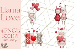 Llama Valentine PNG, Alpaca Love Art, Heart Shack Clipart Product Image 1