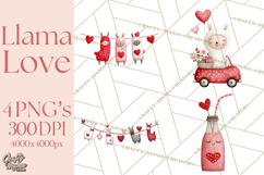 Llama Valentine PNG, Alpaca Love Art, Heart Shack Clipart Product Image 1
