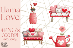 Llama Valentine PNG, Alpaca Love Art, Heart Shack Clipart Product Image 1