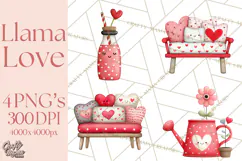 Llama Valentine PNG, Alpaca Love Art, Heart Shack Clipart Product Image 1