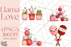 Llama Valentine PNG, Alpaca Love Art, Heart Shack Clipart Product Image 1