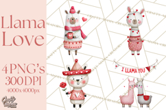 Llama Valentine PNG, Alpaca Love Art, Heart Shack Clipart Product Image 1