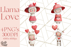Llama Valentine PNG, Alpaca Love Art, Heart Shack Clipart Product Image 1