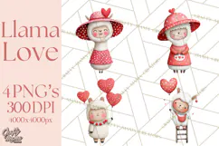 Llama Valentine PNG, Alpaca Love Art, Heart Shack Clipart Product Image 1