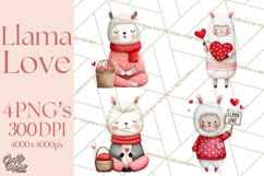 Llama Valentine PNG, Alpaca Love Art, Heart Shack Clipart Product Image 1