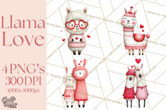 Llama Valentine PNG, Alpaca Love Art, Heart Shack Clipart Product Image 1