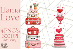 Llama Valentine PNG, Alpaca Love Art, Heart Shack Clipart Product Image 1