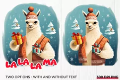 La La La Llama Christmas PNG | Merry Christmas Llama Design Product Image 1
