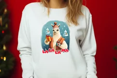 La La La Llama Christmas PNG | Merry Christmas Llama Design Product Image 5