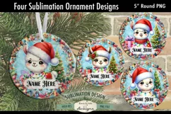 Cute Llama Christmas Ornament Designs PNG File | Add Name Product Image 1