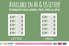 Set of printable Halloween tags featuring a smiling green llama dressed as a monster.