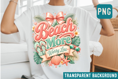 Beach More Worry Less PNG, Cute Tropical Summer Sublimation Product Image 1