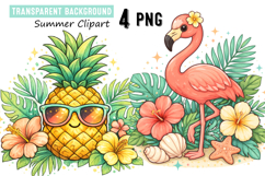 Tropical Fun Clipart Adorable Summer Characters 4 PNG Product Image 1