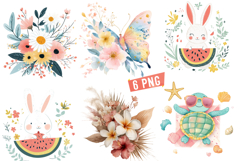 Flowral Summer clipart,Summer png,Whimsical Summer Clipart Product Image 1
