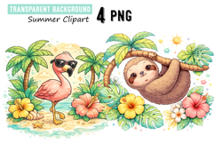 Adorable Tropical Animals &amp; Fruit Clipart/Summer Clipart png Product Image 2