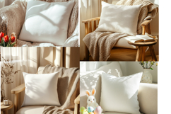Pillow Mocku |Spring Pillow Mockup | Floral Cushion Mockup Product Image 1