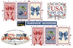 USA 1776 2026 Coquette Patriotic Cherry Bow PNG Product Image 1