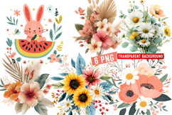 Summer Boho Flowral Clipart Set /Summer Watercolor Clipart Product Image 1